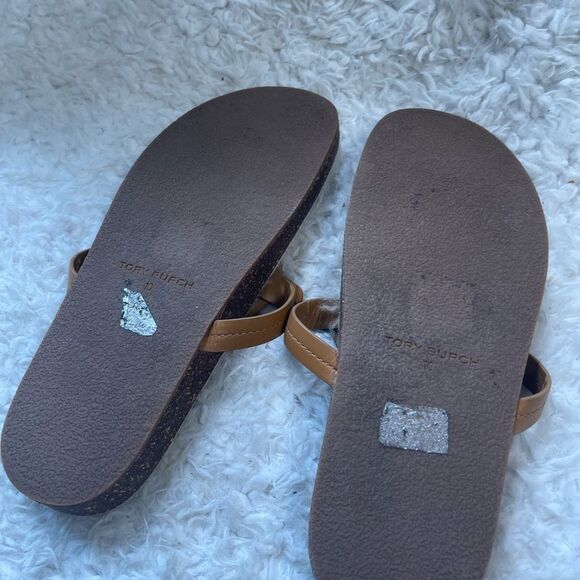 Tory Burch Miller Cloud Shearling Leather tan Sandals SZ10M - Picture 8 of 9